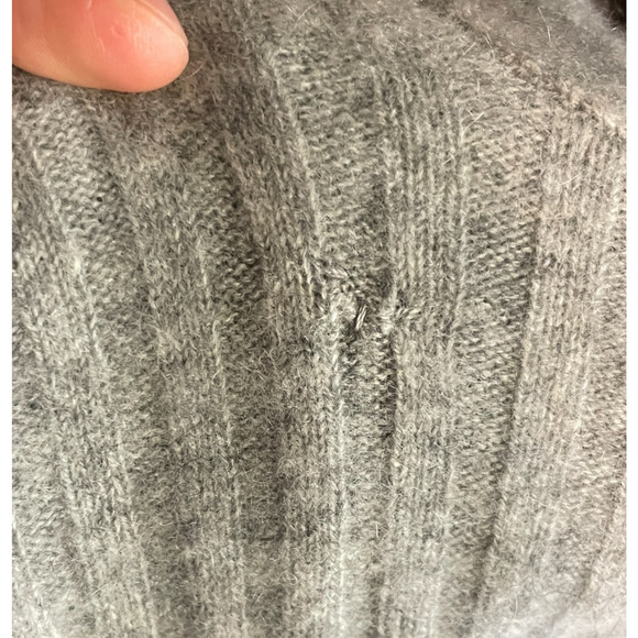 Women's Small Eileen Fisher 100% Cashmere Gray Ribbed Open Knit Cardigan - Picture 10 of 10